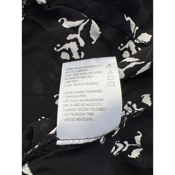 Bila Top Size XXL Crochet Lace Floral Print 3/4 Sleeve Black Cream Witchy Boho - Picture 5 of 7